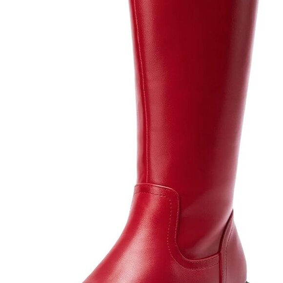 Shoes - Knee High Boots Faux Leather 7.5 Women's Chunky Platform Side Zip Comfortable